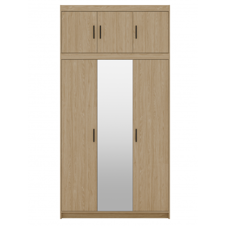 Szafa z nadstawką trzydrzwiowa z lustrem 133 cm TRINO dąb olejowany